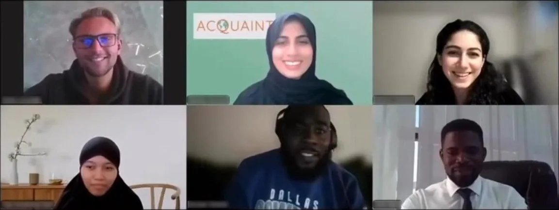 Six volunteers smiling in a Zoom breakout room.